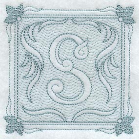 Victorian Scroll Letter S (7.8 Inch) (Trapunto)