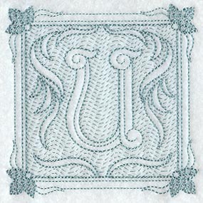 Victorian Scroll Letter U (7.8 Inch) (Trapunto)
