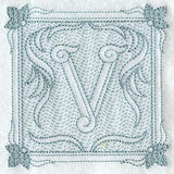 Victorian Scroll Letter V (7.8 Inch) (Trapunto)
