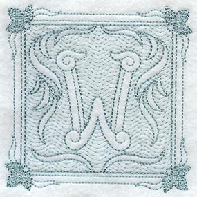 Victorian Scroll Letter W (7.8 Inch) (Trapunto)