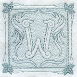 Victorian Scroll Letter W (7.8 Inch) (Trapunto)