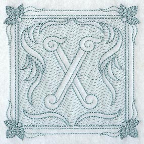 Victorian Scroll Letter X (7.8 Inch) (Trapunto)