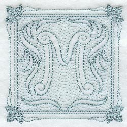 Victorian Scroll Letter M (7.8 Inch) (Trapunto)