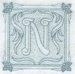 Victorian Scroll Letter N (7.8 Inch) (Trapunto)