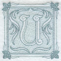 Victorian Scroll Letter U (7.8 Inch) (Trapunto)
