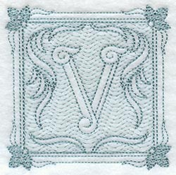 Victorian Scroll Letter V (7.8 Inch) (Trapunto)