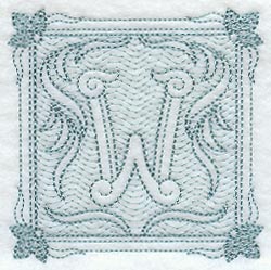 Victorian Scroll Letter W (7.8 Inch) (Trapunto)
