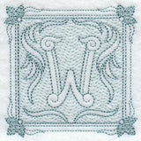 Victorian Scroll Letter W (7.8 Inch) (Trapunto)