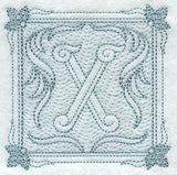 Victorian Scroll Letter X (7.8 Inch) (Trapunto)