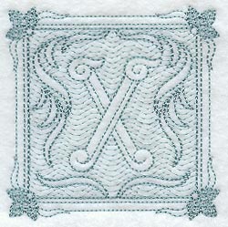 Victorian Scroll Letter X (7.8 Inch) (Trapunto)