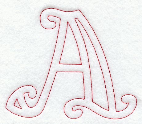 Majestic Letter A (Redwork) - 5 Inch