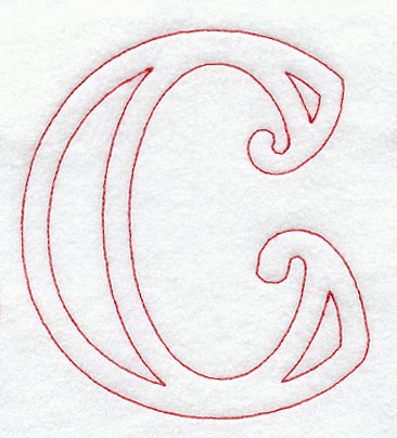 Majestic Letter C (Redwork) - 5 Inch