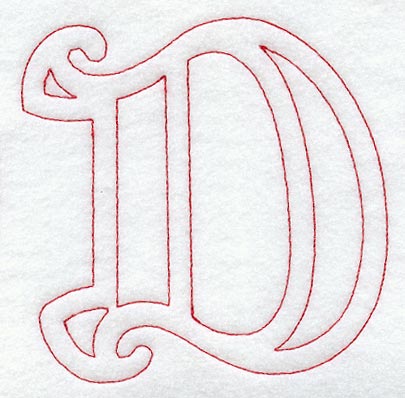 Majestic Letter D (Redwork) - 5 Inch