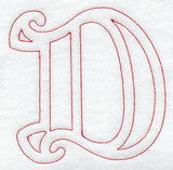 Majestic Letter D (Redwork) - 5 Inch