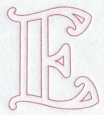 Majestic Letter E (Redwork) - 5 Inch
