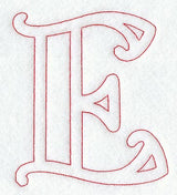 Majestic Letter E (Redwork) - 5 Inch