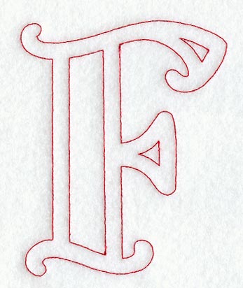 Majestic Letter F (Redwork) - 5 Inch