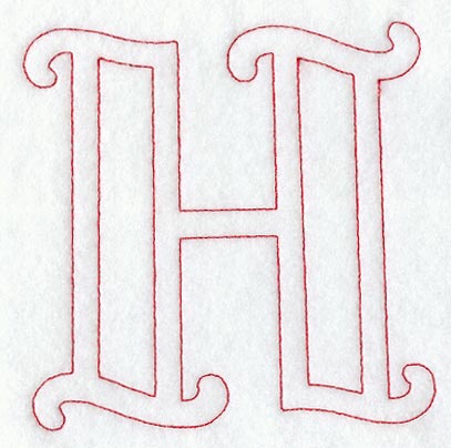 Majestic Letter H (Redwork) - 5 Inch