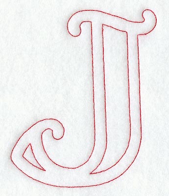 Majestic Letter J (Redwork) - 5 Inch