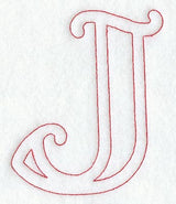Majestic Letter J (Redwork) - 5 Inch