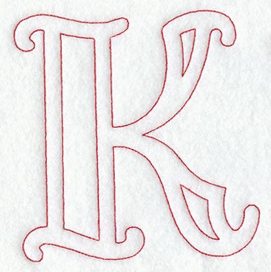 Majestic Letter K (Redwork) - 5 Inch