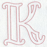Majestic Letter K (Redwork) - 5 Inch