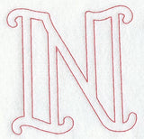 Majestic Letter N (Redwork) - 5 Inch