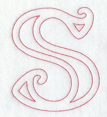 Majestic Letter S (Redwork) - 5 Inch