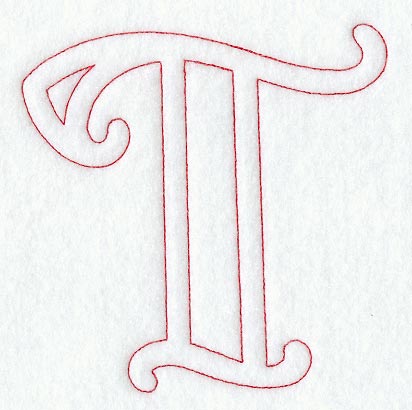 Majestic Letter T (Redwork) - 5 Inch