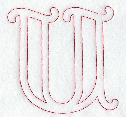 Majestic Letter U (Redwork) - 5 Inch
