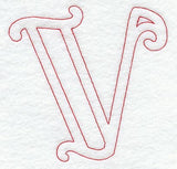 Majestic Letter V (Redwork) - 5 Inch
