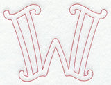 Majestic Letter W (Redwork) - 5 Inch