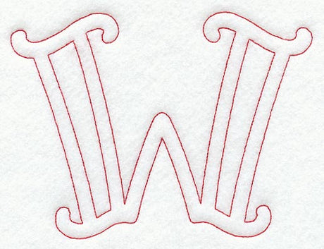 Majestic Letter W (Redwork) - 5 Inch