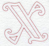 Majestic Letter X (Redwork) - 5 Inch