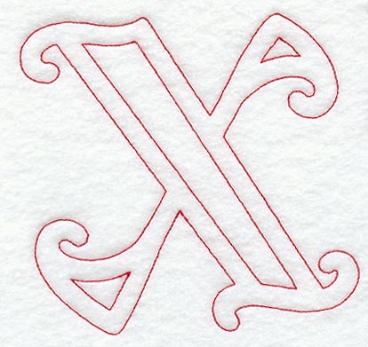 Majestic Letter X (Redwork) - 5 Inch