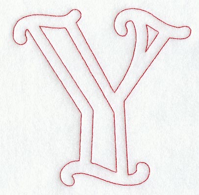 Majestic Letter Y (Redwork) - 5 Inch