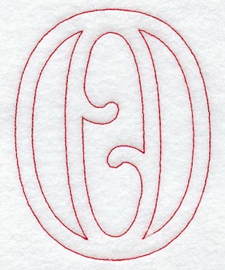 Majestic Number 0 (Redwork) - 5 Inch