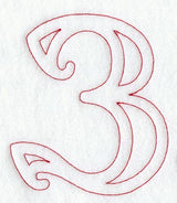 Majestic Number 3 (Redwork) - 5 Inch