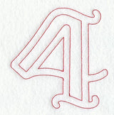 Majestic Number 4 (Redwork) - 5 Inch