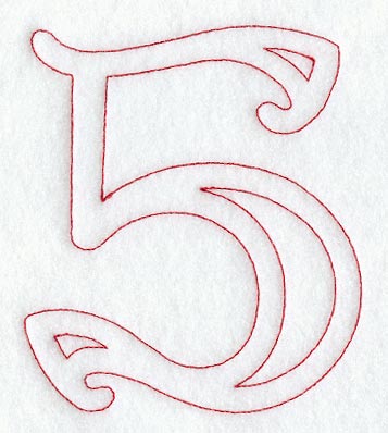 Majestic Number 5 (Redwork) - 5 Inch
