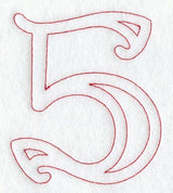 Majestic Number 5 (Redwork) - 5 Inch