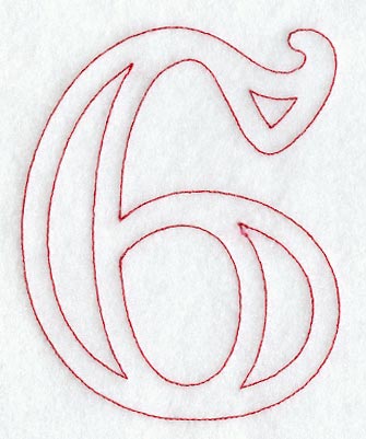 Majestic Number 6 (Redwork) - 5 Inch
