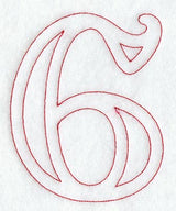 Majestic Number 6 (Redwork) - 5 Inch