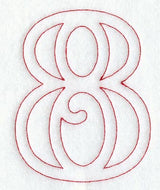 Majestic Number 8 (Redwork) - 5 Inch