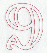 Majestic Number 9 (Redwork) - 5 Inch