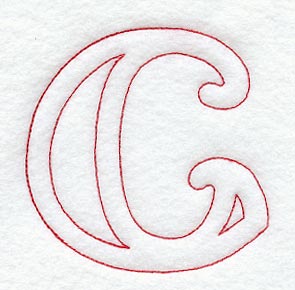 Majestic Letter C (Redwork) - 5 Inch