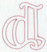 Majestic Letter D (Redwork) - 5 Inch