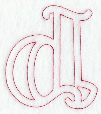 Majestic Letter D (Redwork) - 5 Inch