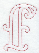Majestic Letter F (Redwork) - 5 Inch
