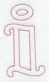 Majestic Letter I (Redwork) - 5 Inch